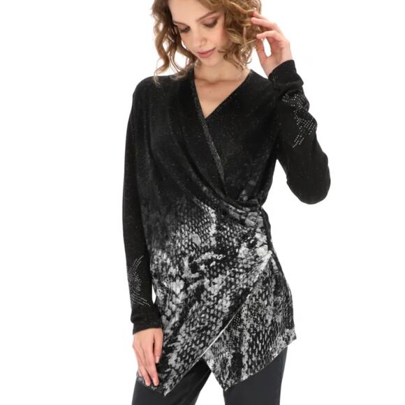 Desigual Baku Sweater Black & White Silver Assymetrical Zip Size Large - Picture 2 of 13